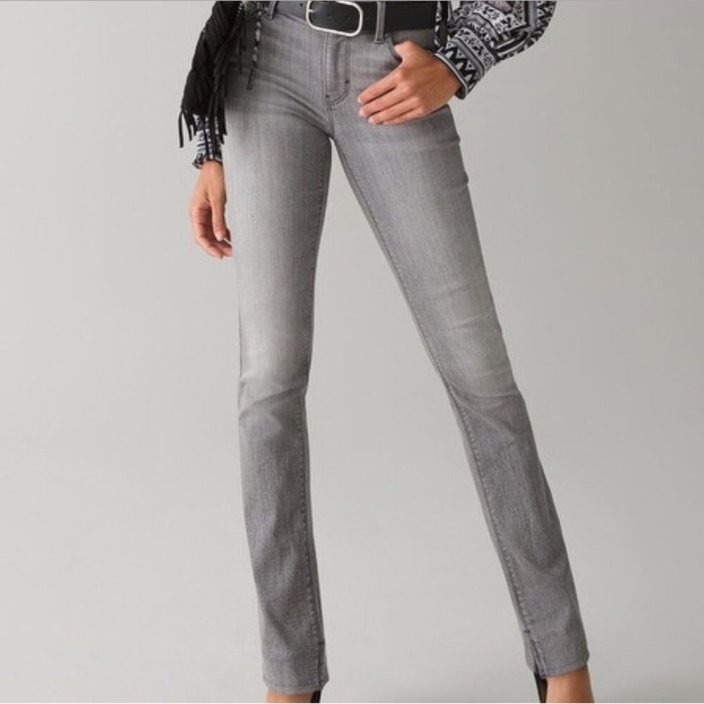 WHBM Light Gray Disstressed Skinny Jean Size 2